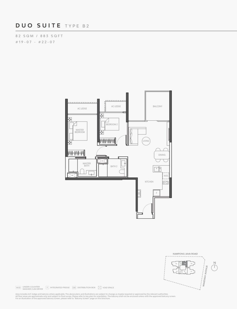 The Atelier Floor Plan - 2 Bedroom - B2