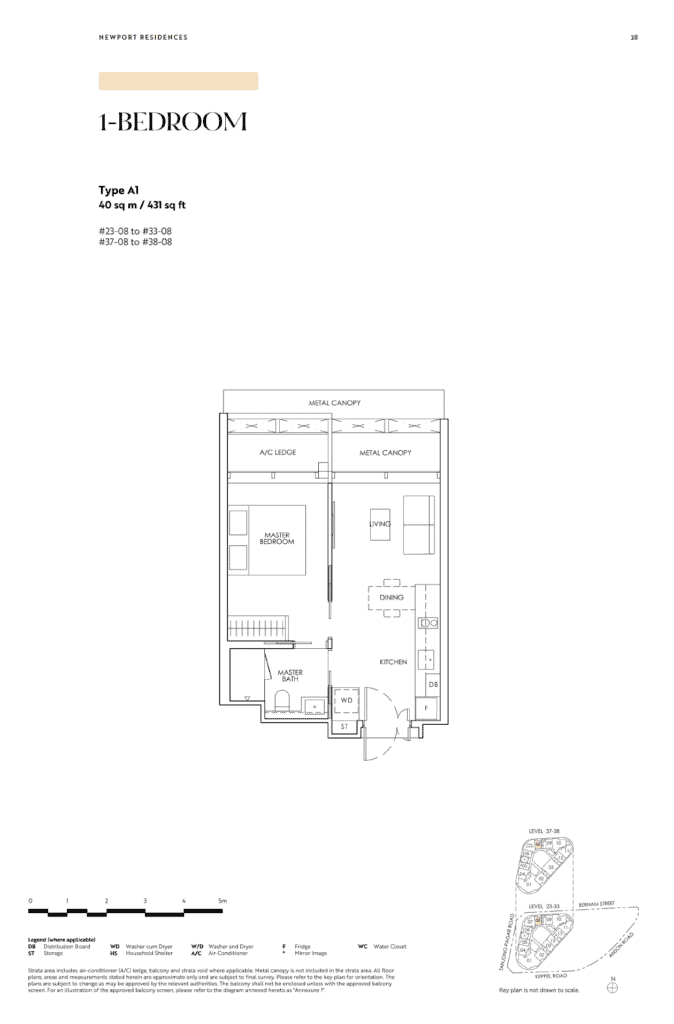 Newport Residences Floor Plan - 1 Bedroom - A1