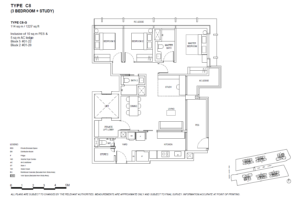 The Continuum Floor Plan - 3 Bedroom + Study - C8-G