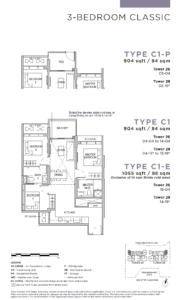 Sceneca Residence Floor Plan - 3 Bdrm Classic