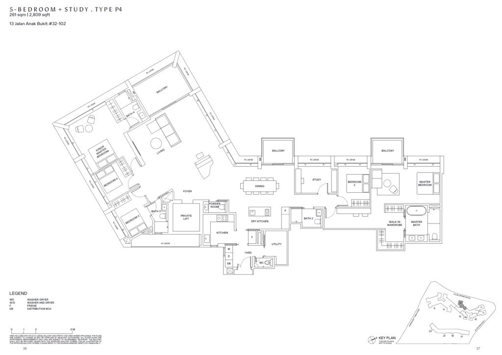 The Reserve Residences Floor Plan - 5 Bdrm+Study - Type - P4
