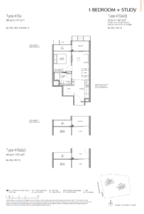 The Myst Floor Plan - 1 Bdrm + Study - Type - A1Sa(d)