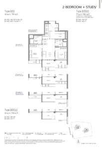 The Myst Floor Plan - 2 Bedroom + Study - Type -B3S(d)