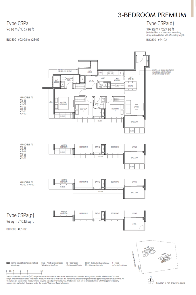 The Myst Floor Plan - 3 Bedroom Premium - Type - C3Pa