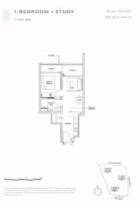 Pinetree Hill Floor Plan - 1 Bedroom + Study - Type - 1BS