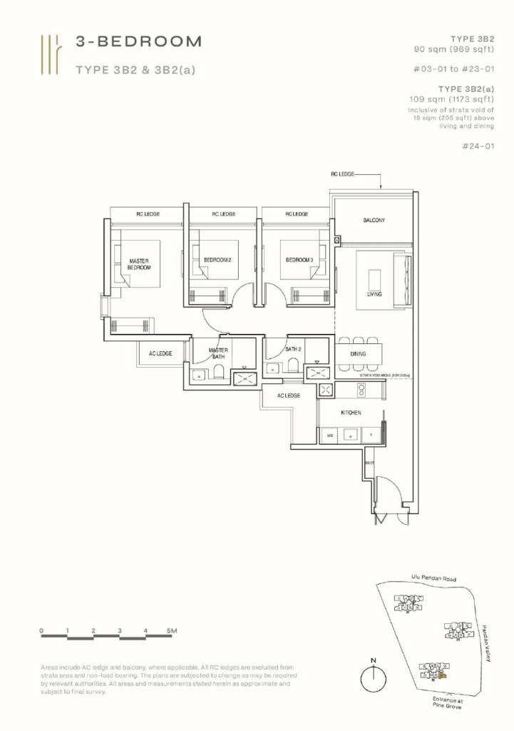 Pinetree Hill Floor Plan - 3 Bedroom - Type - 3B2(a)