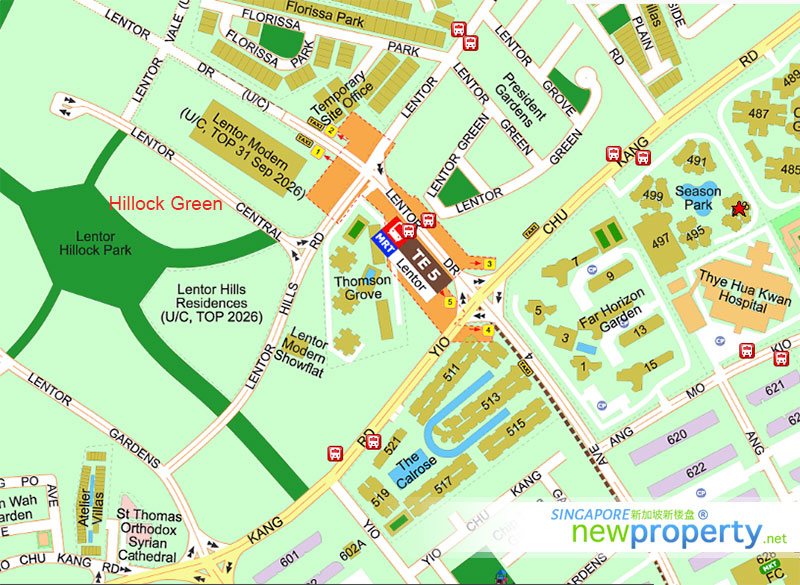 Hillock Green Location Map