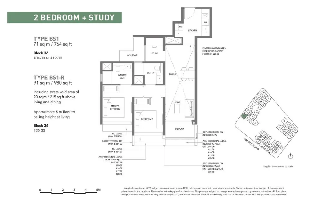 2 Bedroom + Study - BS1-R