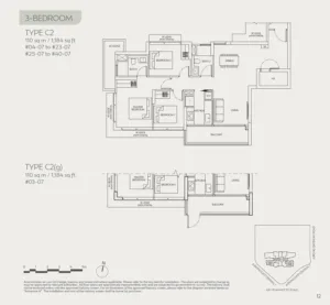 J'den Floor Plan - 3 Bedroom - Type-C2(g)