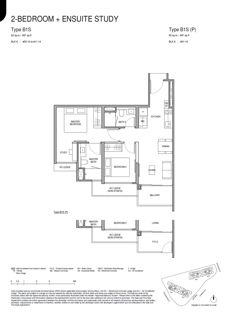 Norwood Grand Floor Plan 2 Bdrm + Ensiute Study - B1S(P)