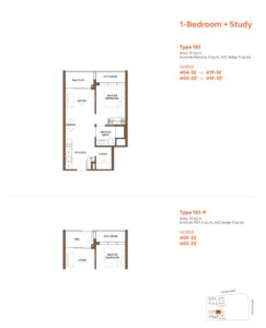 The Collective at One Sophia Floor Plan - 1 Bdrm+Study - 1S1-P