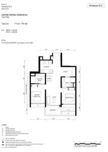 Lentor Central Residences Floor Plan 2Bdrm + Study (2)e