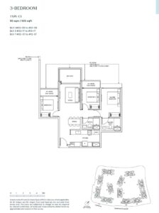 Parktown Residence Floor Plan - 3 Bdrm - C1