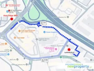 Walking-distance-from-Lydnwoods-to-Kent-Ridge-MRT-station